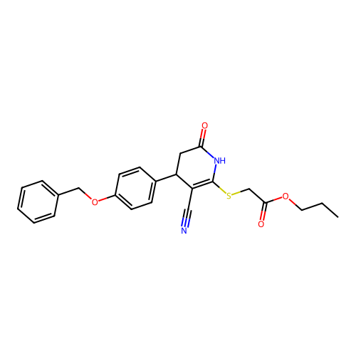 propyl ({4-[4-(benzyloxy)phenyl]-3-cyano-6-oxo-1,4,5,6-tetrahydropyridin-2-yl}sulfanyl)acetate structure