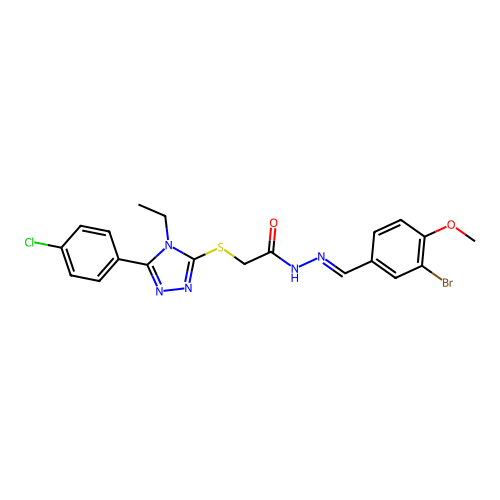 N'-[(E)-(3-bromo-4-methoxyphenyl)methylidene]-2-{[5-(4-chlorophenyl)-4-ethyl-4H-1,2,4-triazol-3-yl]sulfanyl}acetohydrazide structure