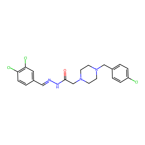(E)-2-(4-(4-chlorobenzyl)piperazin-1-yl)-N'-(3,4-dichlorobenzylidene)acetohydrazide structure