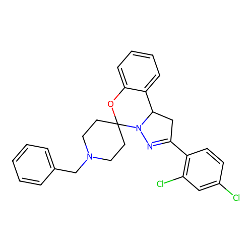 1'-benzyl-2-(2,4-dichlorophenyl)-1,10b-dihydrospiro[benzo[e]pyrazolo[1,5-c][1,3]oxazine-5,4'-piperidine] structure