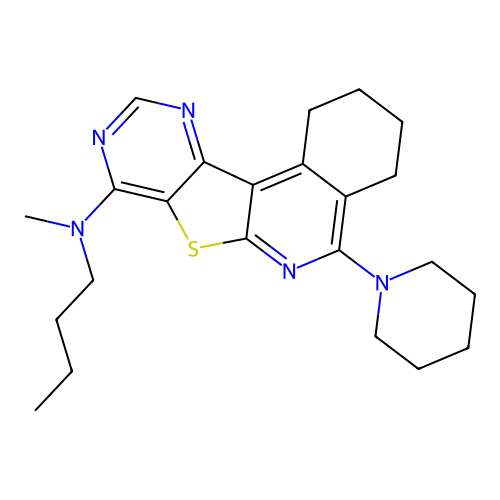 N-butyl-N-methyl-5-(piperidin-1-yl)-1,2,3,4-tetrahydropyrimido[4',5':4,5]thieno[2,3-c]isoquinolin-8-amine structure