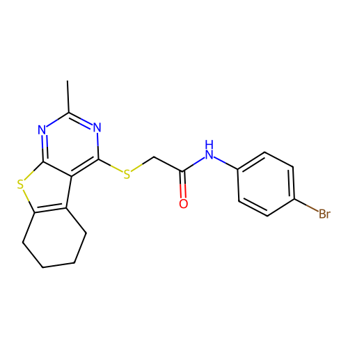 N-(4-bromophenyl)-2-[(2-methyl-5,6,7,8-tetrahydro[1]benzothieno[2,3-d]pyrimidin-4-yl)sulfanyl]acetamide structure