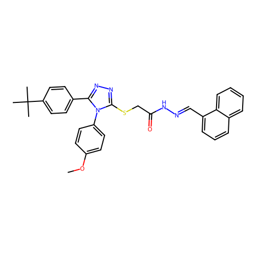 2-{[5-(4-tert-butylphenyl)-4-(4-methoxyphenyl)-4H-1,2,4-triazol-3-yl]sulfanyl}-N'-[(E)-naphthalen-1-ylmethylidene]acetohydrazide structure