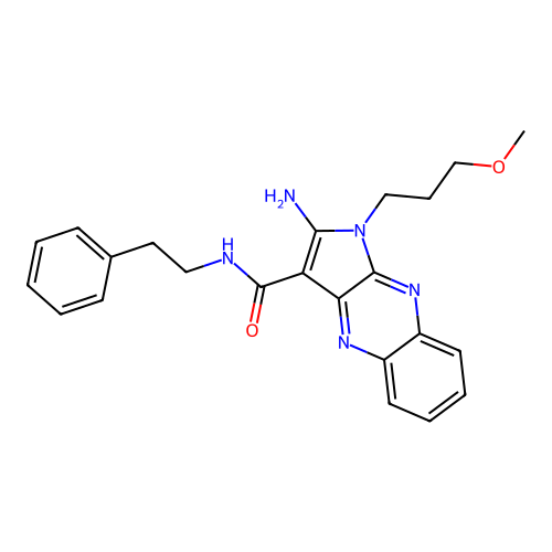 2-amino-1-(3-methoxypropyl)-N-(2-phenylethyl)-1H-pyrrolo[2,3-b]quinoxaline-3-carboxamide structure