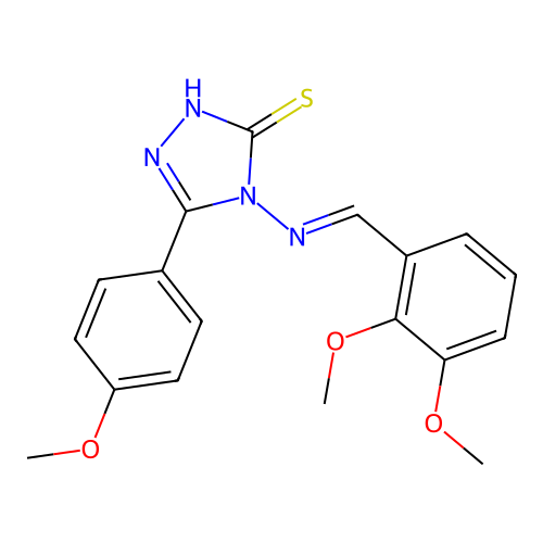 (E)-4-((2,3-dimethoxybenzylidene)amino)-5-(4-methoxyphenyl)-4H-1,2,4-triazole-3-thiol structure