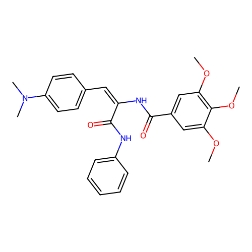 N-[2-(4-dimethylaminophenyl)-1-(phenylcarbamoyl)ethenyl]-3,4,5-trimethoxy-benzamide structure
