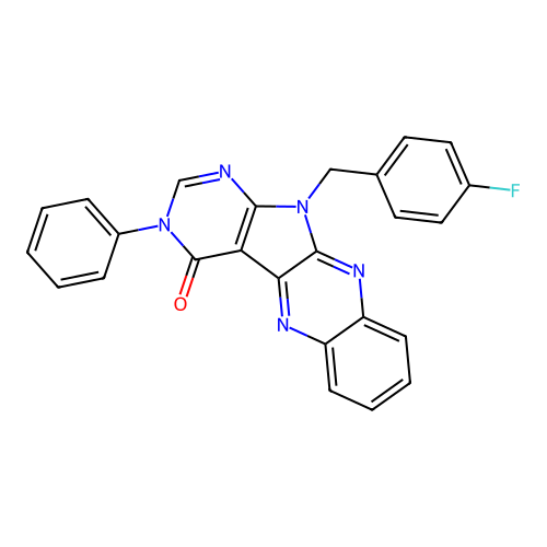 11-(4-fluorobenzyl)-3-phenyl-3H-pyrimido[5',4':4,5]pyrrolo[2,3-b]quinoxalin-4(11H)-one structure