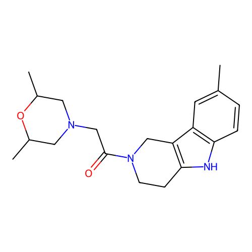 2-(2,6-dimethylmorpholin-4-yl)-1-(8-methyl-1,3,4,5-tetrahydro-2H-pyrido[4,3-b]indol-2-yl)ethanone structure