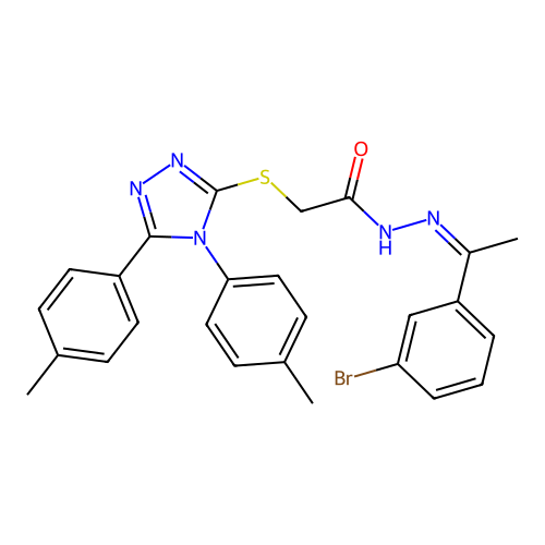 (Z)-N'-(1-(3-bromophenyl)ethylidene)-2-((4,5-di-p-tolyl-4H-1,2,4-triazol-3-yl)thio)acetohydrazide structure
