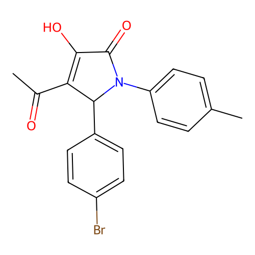 3-acetyl-2-(4-bromophenyl)-4-hydroxy-1-(4-methylphenyl)-2H-pyrrol-5-one structure
