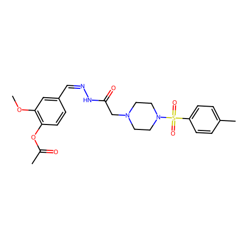 2-methoxy-4-{(Z)-[2-({4-[(4-methylphenyl)sulfonyl]piperazin-1-yl}acetyl)hydrazinylidene]methyl}phenyl acetate structure