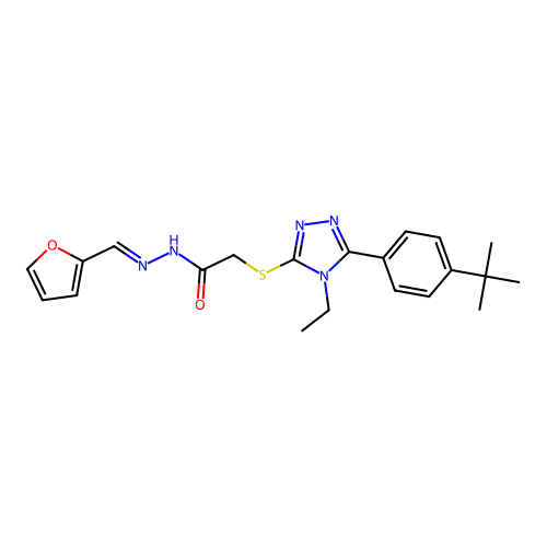 2-{[5-(4-tert-butylphenyl)-4-ethyl-4H-1,2,4-triazol-3-yl]sulfanyl}-N'-[(E)-furan-2-ylmethylidene]acetohydrazide structure