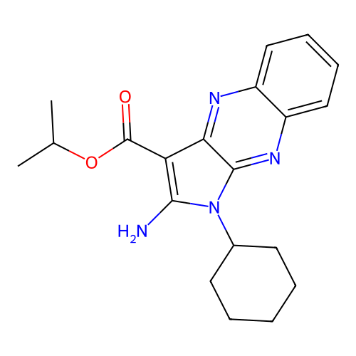propan-2-yl 2-amino-1-cyclohexyl-1H-pyrrolo[2,3-b]quinoxaline-3-carboxylate structure