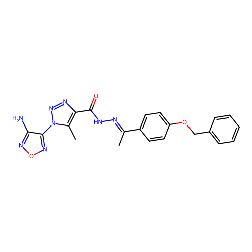 (E)-1-(4-amino-1,2,5-oxadiazol-3-yl)-N'-(1-(4-(benzyloxy)phenyl)ethylidene)-5-methyl-1H-1,2,3-triazole-4-carbohydrazide structure