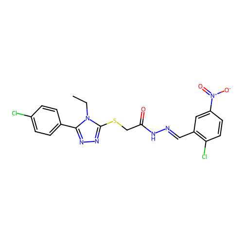 N'-[(E)-(2-chloro-5-nitrophenyl)methylidene]-2-{[5-(4-chlorophenyl)-4-ethyl-4H-1,2,4-triazol-3-yl]sulfanyl}acetohydrazide structure