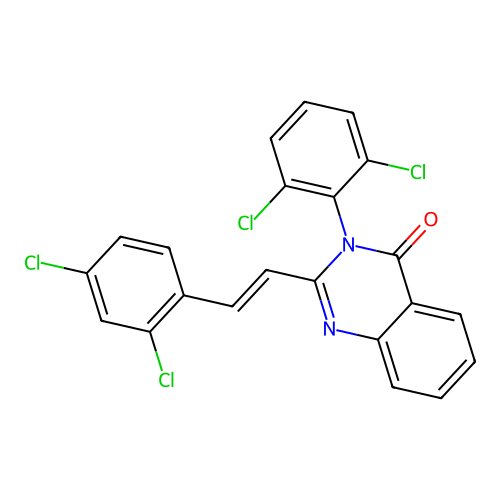 3-(2,6-dichlorophenyl)-2-[(E)-2-(2,4-dichlorophenyl)ethenyl]quinazolin-4(3H)-one structure