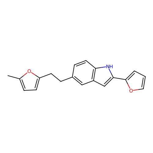 2-(furan-2-yl)-5-[2-(5-methylfuran-2-yl)ethyl]-1H-indole structure