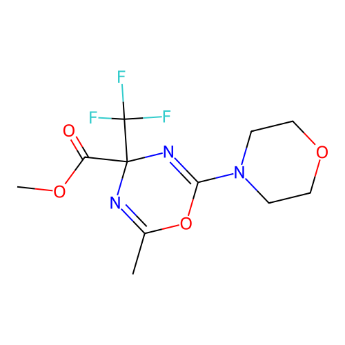 2-Methyl-6-morpholin-4-yl-4-trifluoromethyl-4H-[1,3,5]oxadiazine-4-carboxylic acid methyl ester structure