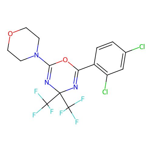 2-(2,4-Dichlorophenyl)-6-morpholino-4,4-bis(trifluoromethyl)-4H-1,3,5-oxadiazine structure
