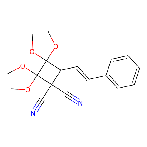 2,2,3,3-Tetramethoxy-4-(2-phenylvinyl)-1,1-cyclobutanedicarbonitrile structure