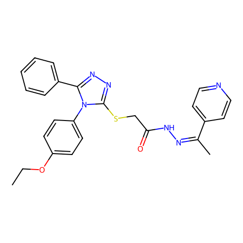 (Z)-2-((4-(4-ethoxyphenyl)-5-phenyl-4H-1,2,4-triazol-3-yl)thio)-N'-(1-(pyridin-4-yl)ethylidene)acetohydrazide structure