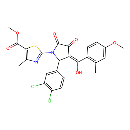 methyl 2-(2-(3,4-dichlorophenyl)-4-hydroxy-3-(4-methoxy-2-methylbenzoyl)-5-oxo-2,5-dihydro-1H-pyrrol-1-yl)-4-methylthiazole-5-carboxylate structure