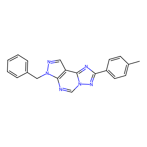 7-benzyl-2-(4-methylphenyl)-7H-pyrazolo[4,3-e][1,2,4]triazolo[1,5-c]pyrimidine structure