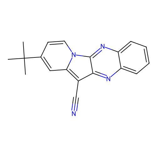 2-Tert-butylindolizino[2,3-b]quinoxaline-12-carbonitrile structure