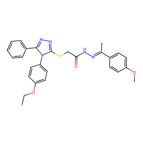 (E)-2-((4-(4-ethoxyphenyl)-5-phenyl-4H-1,2,4-triazol-3-yl)thio)-N'-(1-(4-methoxyphenyl)ethylidene)acetohydrazide structure