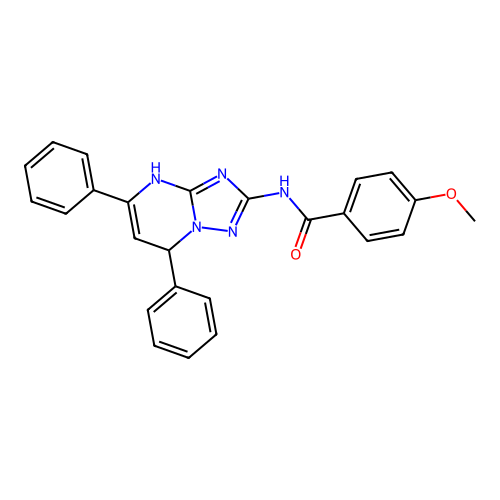 N-(5,7-diphenyl-4,7-dihydro[1,2,4]triazolo[1,5-a]pyrimidin-2-yl)-4-methoxybenzamide structure