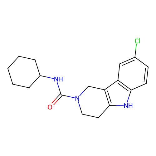 8-chloro-N-cyclohexyl-3,4-dihydro-1H-pyrido[4,3-b]indole-2(5H)-carboxamide structure