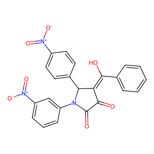 (4E)-4-[hydroxy(phenyl)methylidene]-1-(3-nitrophenyl)-5-(4-nitrophenyl)pyrrolidine-2,3-dione structure