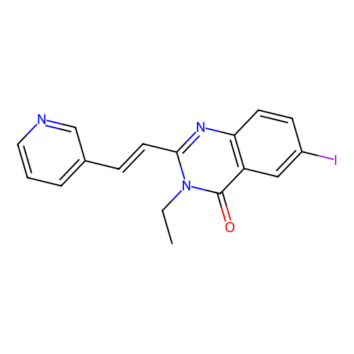 3-ethyl-6-iodo-2-[(E)-2-pyridin-3-ylethenyl]quinazolin-4-one structure
