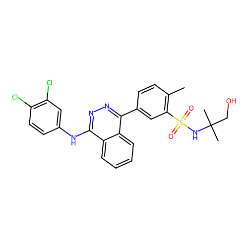 5-(4-((3,4-dichlorophenyl)amino)phthalazin-1-yl)-N-(1-hydroxy-2-methylpropan-2-yl)-2-methylbenzenesulfonamide structure