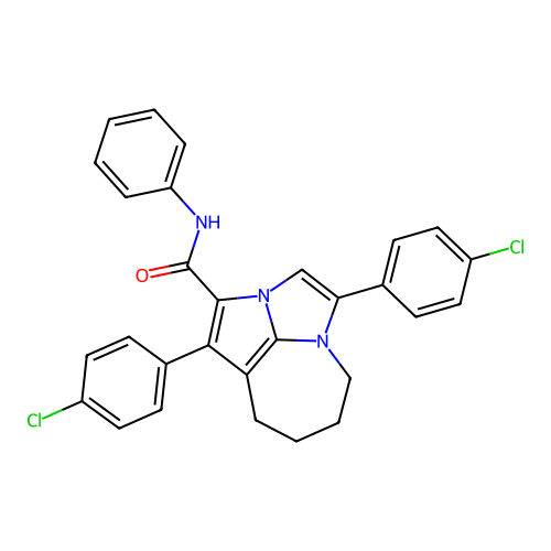1,4-bis(4-chlorophenyl)-N-phenyl-5,6,7,8-tetrahydro-2a,4a-diazacyclopenta[cd]azulene-2-carboxamide structure