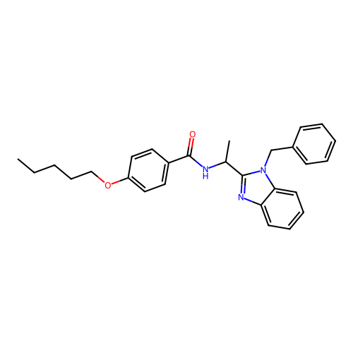 N-[1-(1-benzyl-1H-benzimidazol-2-yl)ethyl]-4-(pentyloxy)benzamide structure