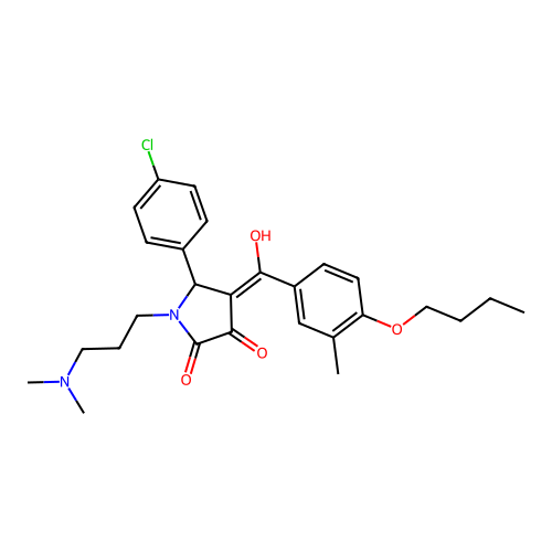 (4E)-4-[(4-butoxy-3-methylphenyl)-hydroxymethylidene]-5-(4-chlorophenyl)-1-[3-(dimethylamino)propyl]pyrrolidine-2,3-dione structure