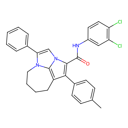 N-(3,4-dichlorophenyl)-1-(4-methylphenyl)-4-phenyl-5,6,7,8-tetrahydro-2a,4a-diazacyclopenta[cd]azulene-2-carboxamide structure