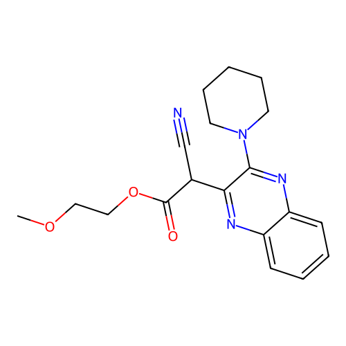 2-Methoxyethyl cyano[3-(piperidin-1-yl)quinoxalin-2-yl]acetate structure