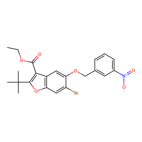 Ethyl 6-bromo-2-tert-butyl-5-[(3-nitrophenyl)methoxy]-1-benzofuran-3-carboxylate structure