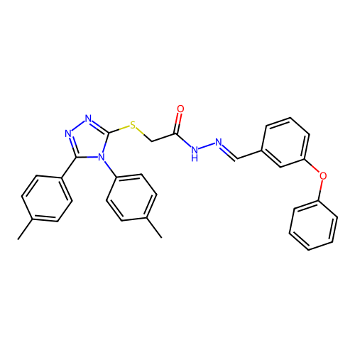 2-{[4,5-bis(4-methylphenyl)-4H-1,2,4-triazol-3-yl]sulfanyl}-N'-[(E)-(3-phenoxyphenyl)methylidene]acetohydrazide structure