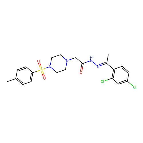 N'-[(1E)-1-(2,4-dichlorophenyl)ethylidene]-2-{4-[(4-methylphenyl)sulfonyl]piperazin-1-yl}acetohydrazide structure