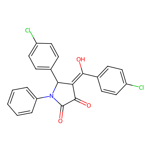 5-(4-chlorophenyl)-4-[(4-chlorophenyl)-hydroxy-methylidene]-1-phenyl-pyrrolidine-2,3-dione structure