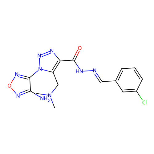 (E)-1-(4-amino-1,2,5-oxadiazol-3-yl)-N'-(3-chlorobenzylidene)-5-((dimethylamino)methyl)-1H-1,2,3-triazole-4-carbohydrazide structure