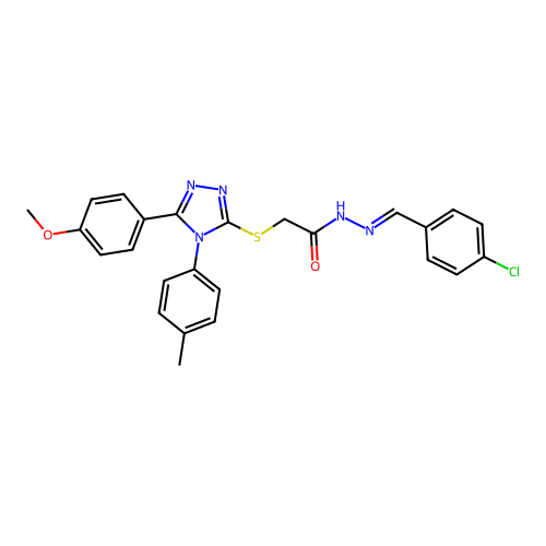 N'-[(E)-(4-chlorophenyl)methylidene]-2-{[5-(4-methoxyphenyl)-4-(4-methylphenyl)-4H-1,2,4-triazol-3-yl]sulfanyl}acetohydrazide structure
