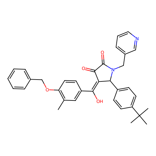 (4E)-5-(4-tert-butylphenyl)-4-[hydroxy-(3-methyl-4-phenylmethoxyphenyl)methylidene]-1-(pyridin-3-ylmethyl)pyrrolidine-2,3-dione structure