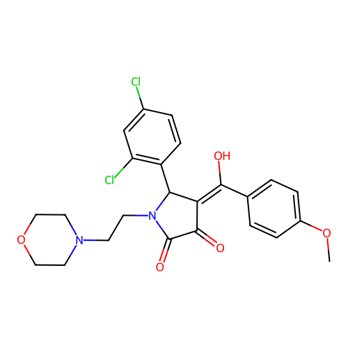 (4E)-5-(2,4-dichlorophenyl)-4-[hydroxy-(4-methoxyphenyl)methylidene]-1-(2-morpholin-4-ylethyl)pyrrolidine-2,3-dione structure