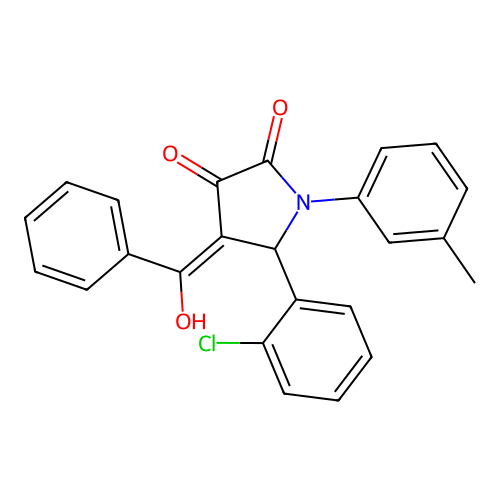 (4E)-5-(2-chlorophenyl)-4-[hydroxy(phenyl)methylidene]-1-(3-methylphenyl)pyrrolidine-2,3-dione structure