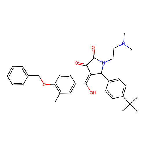 (4E)-5-(4-tert-butylphenyl)-1-(2-dimethylaminoethyl)-4-[hydroxy-(3-methyl-4-phenylmethoxyphenyl)methylidene]pyrrolidine-2,3-dione structure