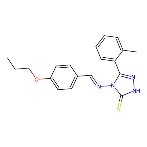 (E)-4-((4-propoxybenzylidene)amino)-5-(o-tolyl)-4H-1,2,4-triazole-3-thiol structure